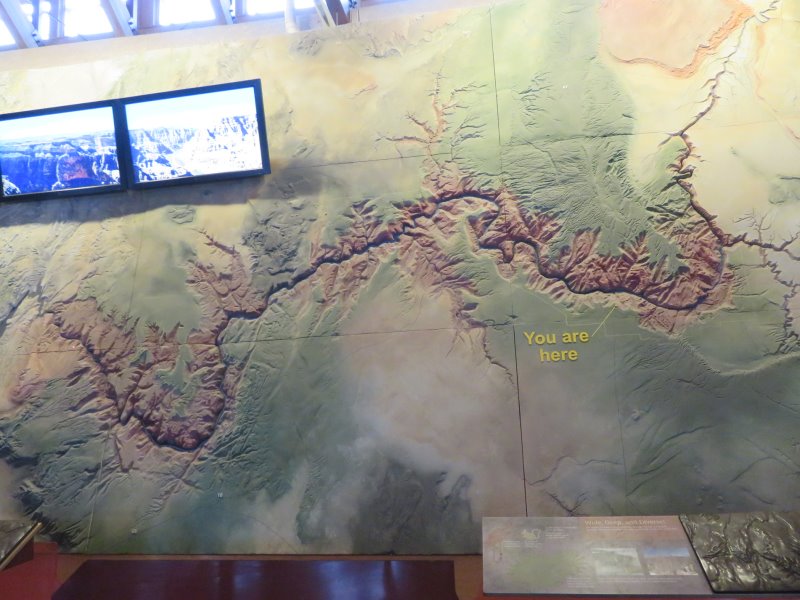 Relief Map showing the 200 mile, 320 klm, length of the Grand Canyon